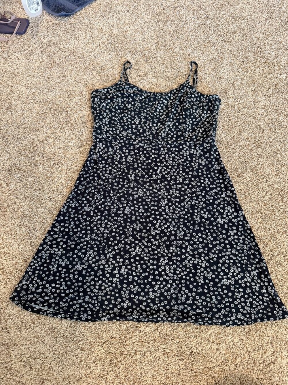 Navy Dress with With Flowers